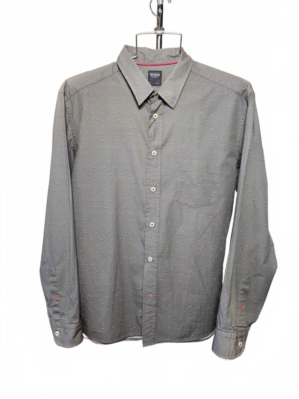 NEW BENSON men's button down shirt in grey